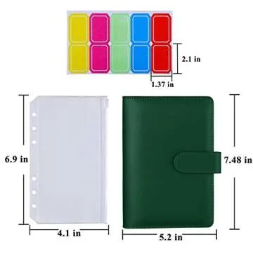 Antner A6 Budget Binder with Zipper Cash Envelopes for Money Organizer & Budgeting, PU Budget Planner Money Saving Binder with Cash Stuffing Envelopes & Labels for Home Office Travel, Dark Green