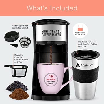 AdirChef Mini Travel Coffee Maker Eco-Friendly Compact Design