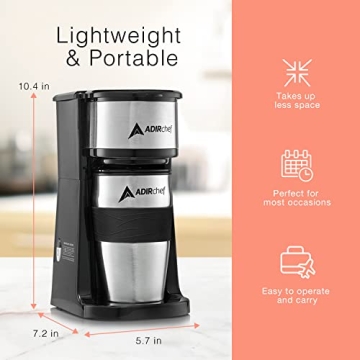 AdirChef Mini Travel Coffee Maker Eco-Friendly Compact Design