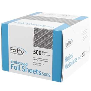 ForPro Professional Collection Embossed Foil Sheets 500S, Aluminum Foil, Pop-Up Dispenser, for Hair ...