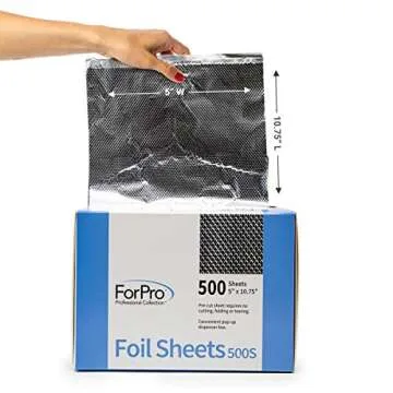 ForPro Professional Collection Embossed Foil Sheets 500S, Aluminum Foil, Pop-Up Dispenser, for Hair Color Application and Highlighting Services, Food Safe, 5” W x 10.75” L, 500 Count