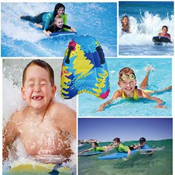 Inflatable Boogy Boards for Beach Travel Toys, 30” Cavas Slip Slide Water Park Body Surfing Board with Handles, Summer Fun Water Pool Game Toys for Kids 4,8,12 Ages Colorful