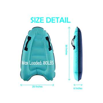 Inflatable Boogy Boards for Beach Travel Toys, 30” Cavas Slip Slide Water Park Body Surfing Board with Handles, Summer Fun Water Pool Game Toys for Kids 4,8,12 Ages Colorful