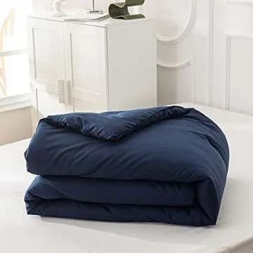 Cottonight Navy Blue Comforter Full Set Dark Blue Bedding Comforter Set Full Solid Color Modern Soft Breathable Quilts Dark Color Men Boys Blanket Cotton Comforter with 2 Pillowcases