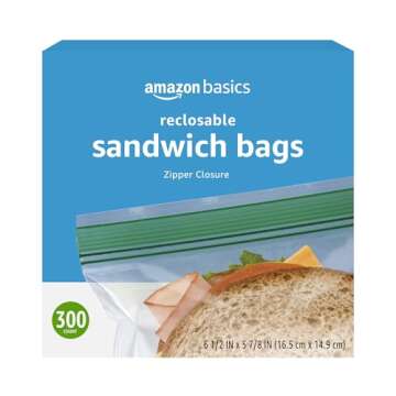 Amazon Basics Sandwich Storage Bags, 300 Count (Previously Solimo)