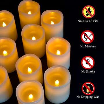 antizer Flameless Candles Battery Operated Candles Set of 12 Ivory Real Wax Pillars Flickering Candles Ivory LED Flameless Candles with Remote and Timer Control (D: 3" x H: 4")