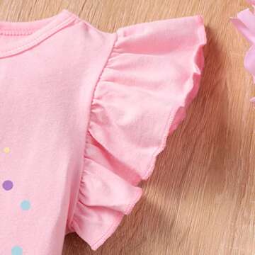 RETSUGO Toddler Girls 2pc Skirt Set Summer Birthday Outfit Kids Ruffle Unicorn Shirt Rainbow Tulle Skirts Tutu Dress Pink 4-5 Years,5t