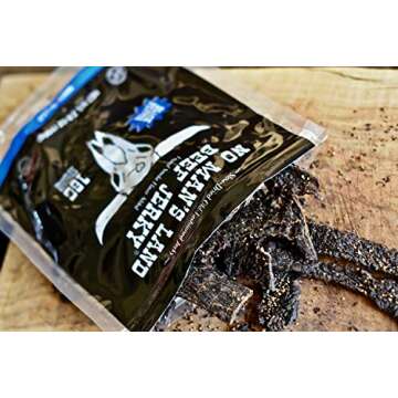 No Man’s Land BLACK PEPPER Beef Jerky High Protein Low Calorie Low Carb Beef Snack 3.5oz Bag