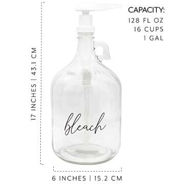 Darware Gallon Bleach Pump Bottle; Big Laundry / Cleaning Pump Dispenser Jug