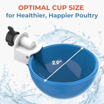 Lil Clucker - Blue Large Automatic Chicken Waterer Cups Suitable for Ducks, Geese, Turkeys, and Bunn...