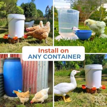 Lil Clucker - Blue Large Automatic Chicken Waterer Cups Suitable for Ducks, Geese, Turkeys, and Bunny Rabbit - Water Feeder Kit - Poultry Waterer - Pack of 5