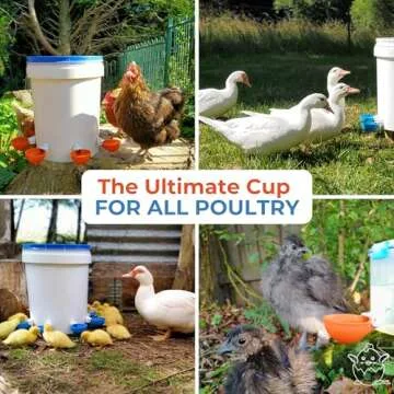 Lil Clucker - Blue Large Automatic Chicken Waterer Cups Suitable for Ducks, Geese, Turkeys, and Bunny Rabbit - Water Feeder Kit - Poultry Waterer - Pack of 5
