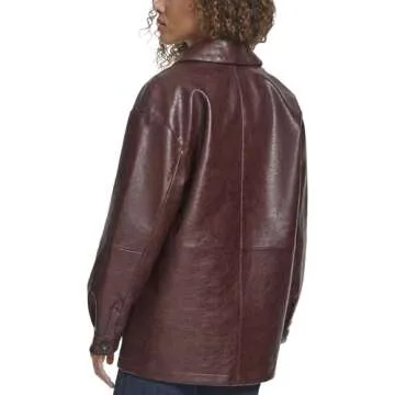 Levi's Women's Relaxed Fit Faux Leather Blazer, Oxblood Gloss