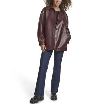 Levi's Women's Relaxed Fit Faux Leather Blazer, Oxblood Gloss