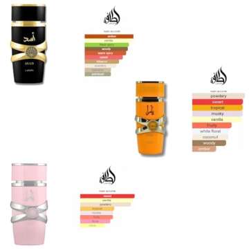 Lattafa for Unisex 3 Piece Eau de Parfum Gift Set (Yara for Women + Yara Tous for Women + Asad for M...