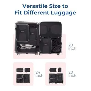 BAGSMART Compression Packing Cubes for Travel, 6 Set Packing Cubes for Suitcases, Lightweight Suitcases Organizers Bag Set & Compression Travel Cubes, Travel Essentials Packing Organizers Black