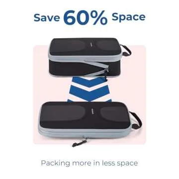 BAGSMART Compression Packing Cubes for Travel, 6 Set Packing Cubes for Suitcases, Lightweight Suitcases Organizers Bag Set & Compression Travel Cubes, Travel Essentials Packing Organizers Black