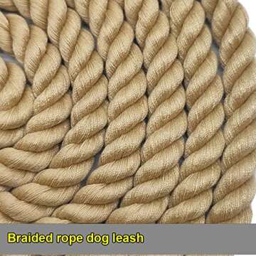 BTINESFUL Heavy Duty Cotton Rope Dog Leash 10 ft, Strong Dog Leash Soft Handle Dog Traction for Large Medium Dogs Hiking, Camping, Exploring, Walking(1/2" x 10ft, Brown)