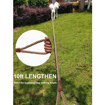 BTINESFUL Heavy Duty Cotton Rope Dog Leash 10 ft, Strong Dog Leash Soft Handle Dog Traction for Large Medium Dogs Hiking, Camping, Exploring, Walking(1/2" x 10ft, Brown)