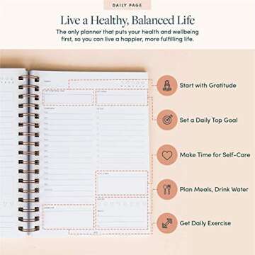 The Self-Care Planner by Simple Self - Undated 6 Month Life Planner - Daily, Monthly, Weekly - Focus on Wellness, Productivity, Achieving Goals, and Happiness (Sand, Daily Edition: 6 Months)