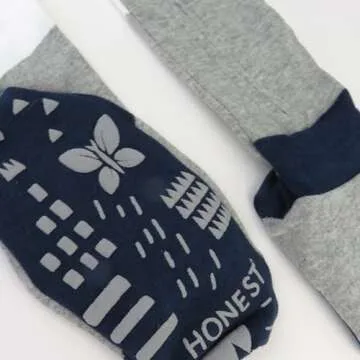 HonestBaby Non-Slip Footed Pajamas One-Piece Sleeper Jumpsuit Zip-Front PJs 100% Organic Cotton for Baby Boys, Jumbo Stripe Navy, 12 Months