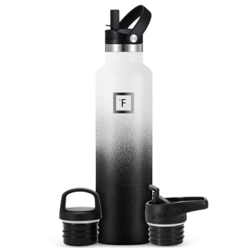 IRON °FLASK Camping & Hiking Hydration Canteens - 3 Lids (Narrow Straw Lid) Leak Proof Vacuum Insul...