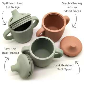 KIDSco Silicone Sippy Cup for Babies & Toddlers - 5oz