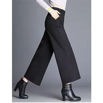 Stylish Tanming Women's High Waist Wool Blend Wide Leg Pants