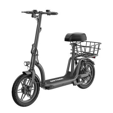 Gotrax Astro Electric Scooter with Comfortable Seat and Basket for Commuters