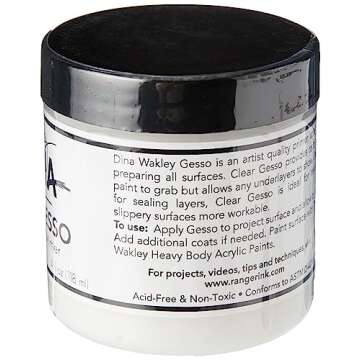 Ranger MDM46424 Dina Wakley Media Gesso 4oz Jar-Clear, 4 Fl Oz (Pack of 1)