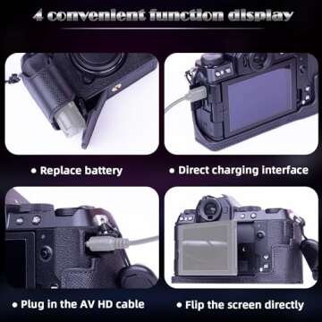 Dekok Camera Case for FUJIFILM X-S20 Half Case with Wrist Strap,Retro Style Leather Camera Case w/Fi...