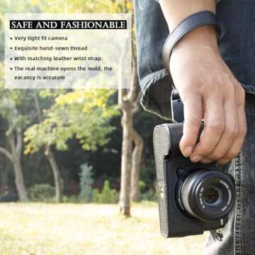 Dekok Camera Case for FUJIFILM X-S20 Half Case with Wrist Strap,Retro Style Leather Camera Case w/Fiberglass board, for Photography, Shooting, Video Creators (black)