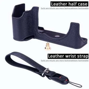 Dekok Camera Case for FUJIFILM X-S20 Half Case with Wrist Strap,Retro Style Leather Camera Case w/Fiberglass board, for Photography, Shooting, Video Creators (black)