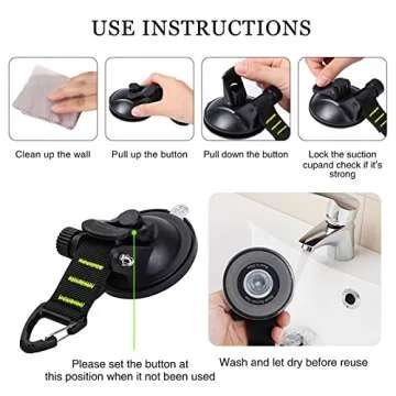 CONBOLA Suction Cups Hooks Heavy Duty Outdoor Car Camping Essentials 4 Pieces Upgraded Tie Down Suction Cup,Camper Accessories Strong Power for RV Boat Window Glass Camping Trap.(4 pcs,Green)