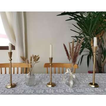 Stylish Iron Gold Taper Candle Holder Set - 3 Decorative Holders