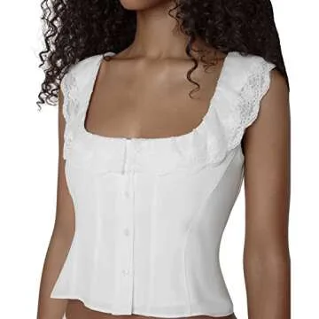 Infunfany Women Lace V Neck Cami Tank Top - Elegant Crop Top