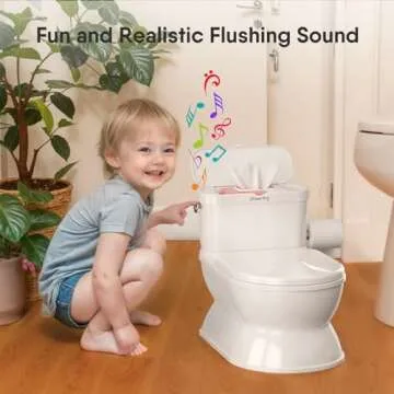 CheerTry 2-in-1 Toddler Potty Training Toilet - Larger Potty Chair & Detachable Training Seat for Boys & Girls Ages 1-3 with Flushing Sound, Wipes Storage, Toilet Paper Holder