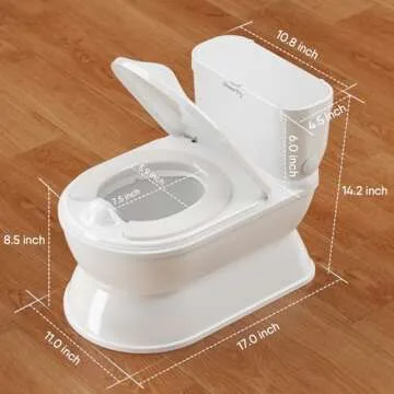 CheerTry 2-in-1 Toddler Potty Training Toilet - Larger Potty Chair & Detachable Training Seat for Boys & Girls Ages 1-3 with Flushing Sound, Wipes Storage, Toilet Paper Holder