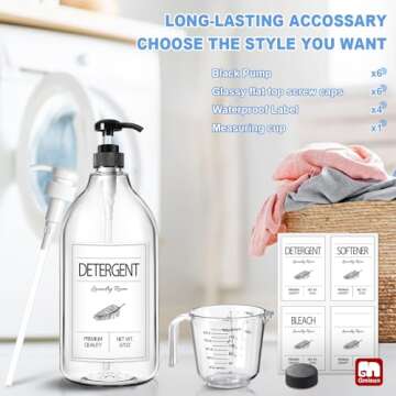 GMISUN Laundry Detergent Soap Dispenser, Liquid Laundry Detergent Dispenser, Container for Farmhouse Laundry Room Decor, Organizer for Liquid DetergentSoftenerBleach Storage Bottle(67 Oz Set of 3)