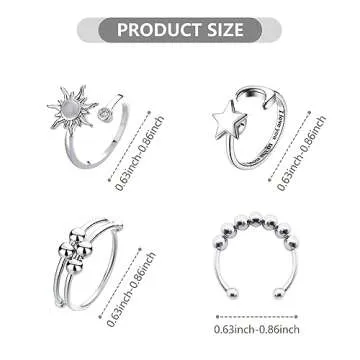 ATCEME Fidget Rings for Women - Stress Relief Set