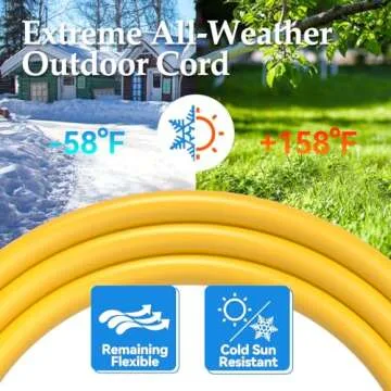 BBOUNDER Outdoor Extension Cord 100 FT Waterproof, 12/3 SJTW Heavy Duty 15A 1875W, Flexible 100% Copper 3 Prong Cords for Commercial Use and High Power Appliance, Yellow