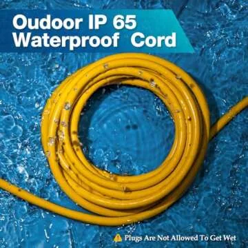 BBOUNDER Outdoor Extension Cord 100 FT Waterproof, 12/3 SJTW Heavy Duty 15A 1875W, Flexible 100% Copper 3 Prong Cords for Commercial Use and High Power Appliance, Yellow