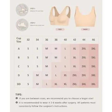 FeelinGirl Women Front Closure Post Surgery Compression Everyday Bras for Mastectomy Support with Adjustable Straps Wirefree Skin L