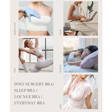 FeelinGirl Women Front Closure Post Surgery Compression Everyday Bras for Mastectomy Support with Adjustable Straps Wirefree Skin L