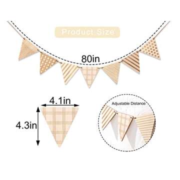 EPSEED Boho Decor - Wild One Nursery Wall Hanging, Wood Flag Decoration for Baby Room, Bunting Banne...