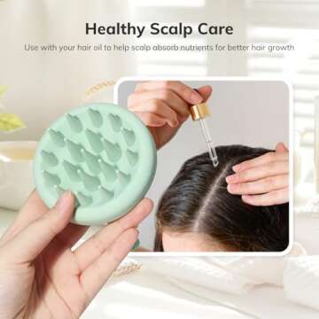 Sndyi Silicone Scalp Massager Shampoo Brush, Hair Scrubber with Soft Silicone Bristles, Scalp Scrubber/Exfoliator for Dandruff Removal, Wet Dry Scalp Brush for Hair Growth & Scalp Care, Mint Green