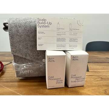 ACT+ ACRE Stem Cell Set for Hair Hydration and Growth: Basil Scented Cold Processed Serum, Scalp Detox Oil, and Exfoliant for Dry, Itchy - Paraben Free, Adults