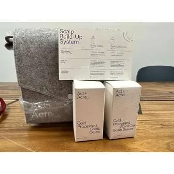ACT+ ACRE Stem Cell Set for Hair Hydration and Growth: Basil Scented Cold Processed Serum, Scalp Detox Oil, and Exfoliant for Dry, Itchy - Paraben Free, Adults