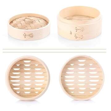 Florauspicious Bamboo Steamer Handmade Basket, Traditional 2-Tier Design - for Dumplings, Rice, Dim ...