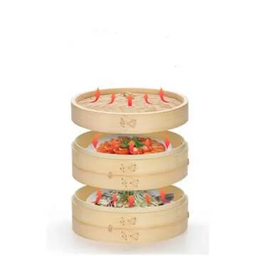 Florauspicious Bamboo Steamer Handmade Basket, Traditional 2-Tier Design - for Dumplings, Rice, Dim Sum, Vegetables, Fish and Meat - Incl. 2 Cotton Cloths (10-Inch)